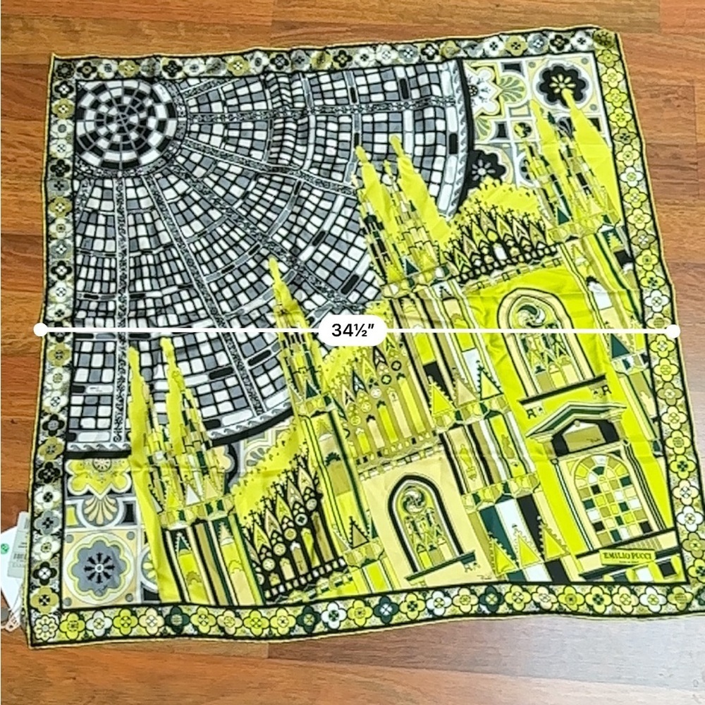 Emilio Pucci Cities of‎ the World Milan Duomo Silk Scarf Rare Collectible Print - Picture 13 of 13